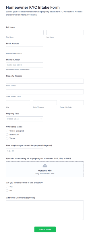 Homeowner KYC Intake Form Template
