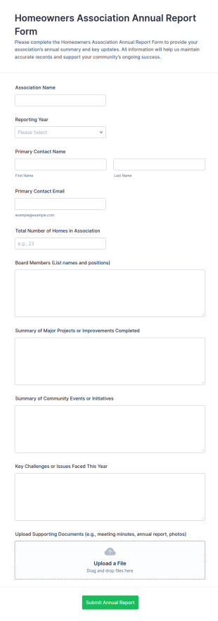Homeowners Association Annual Report Form Template