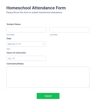 Homeschool Attendance Form Template