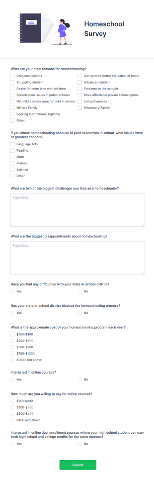 Homeschool Survey Form Template