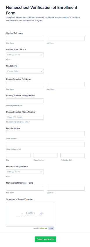 Homeschool Verification Of Enrollment Form Template