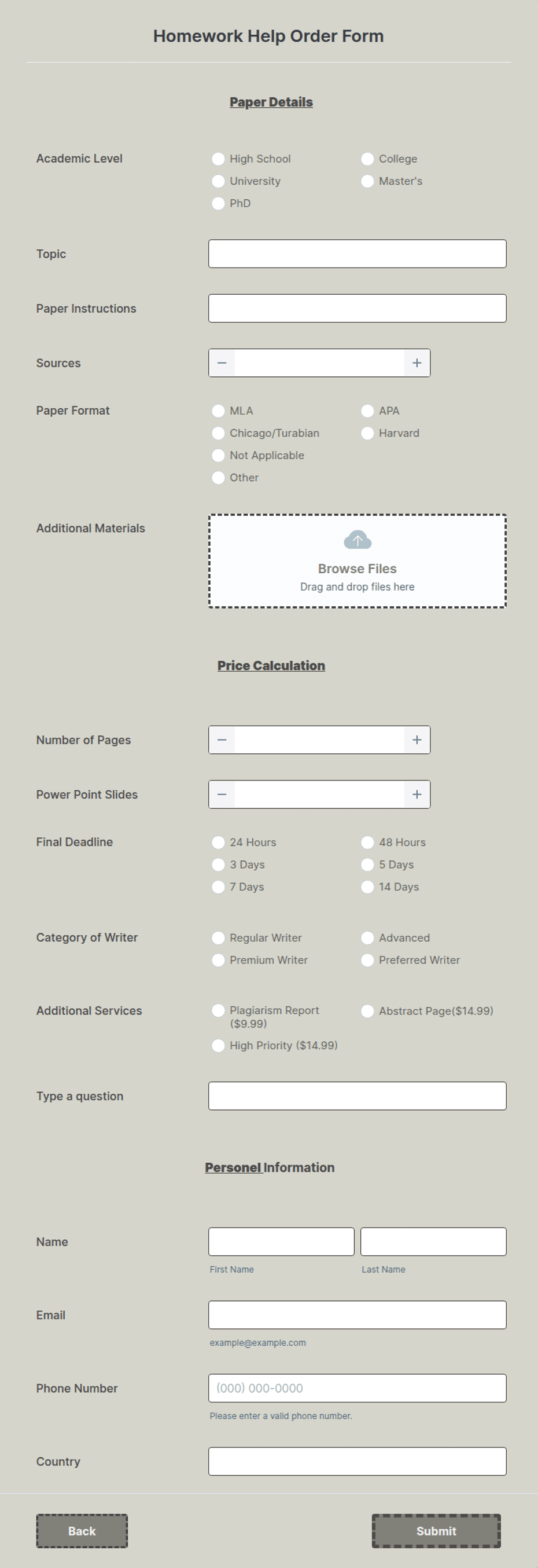 Homework Application Form Homework Help Order Form Template | Jotform