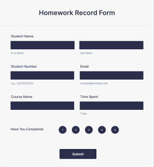 Homework Record Form Template