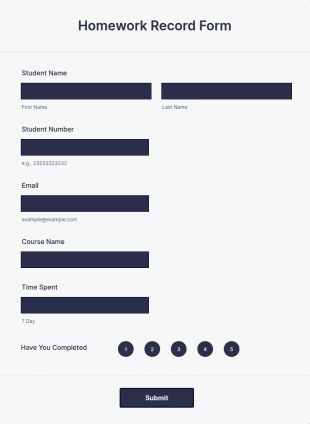 Homework Record Form Template