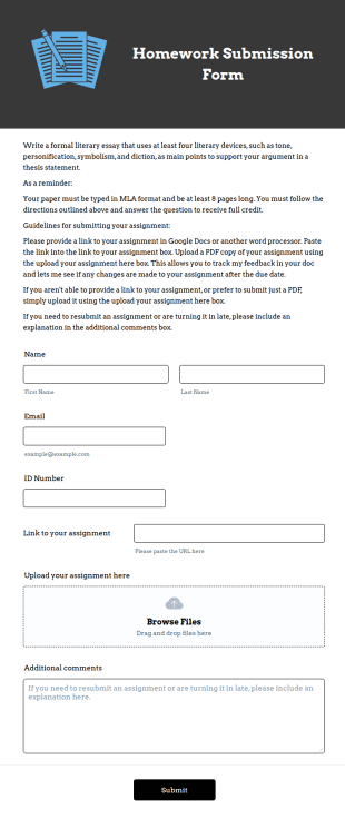 Homework Submission Form Template
