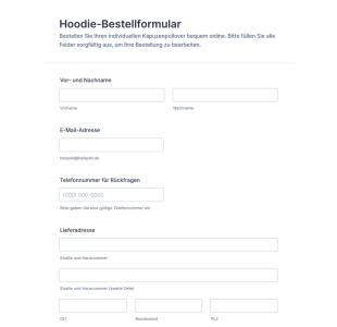 Hoodie Bestellformular