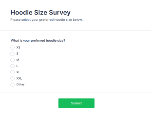 Hoodie Size Survey Form Template