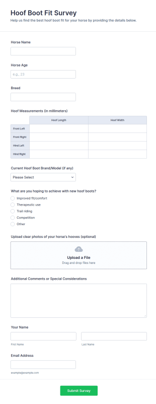 Hoof Boot Fit Survey Form Template