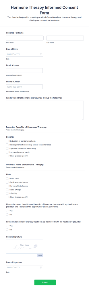 Hormone Therapy Informed Consent Form Template
