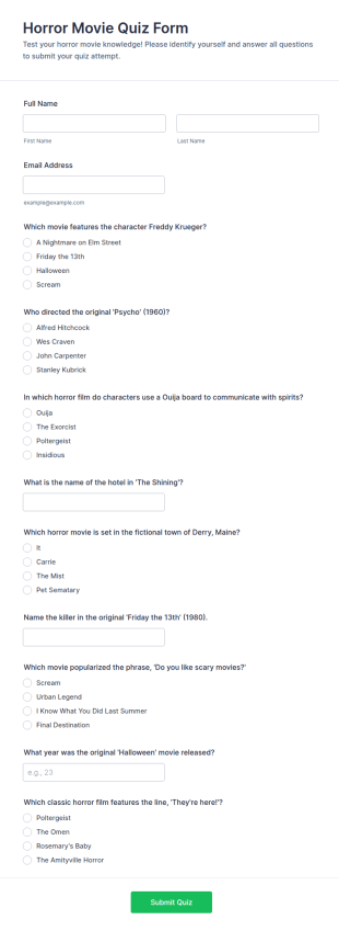 Horror Movie Quiz Form Template