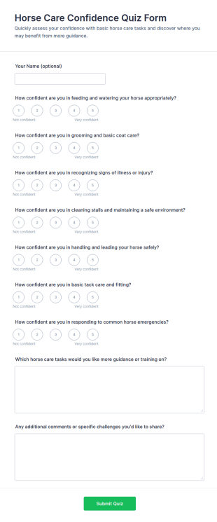 Horse Care Confidence Quiz Form Template