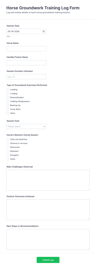 Horse Groundwork Training Log Form Template