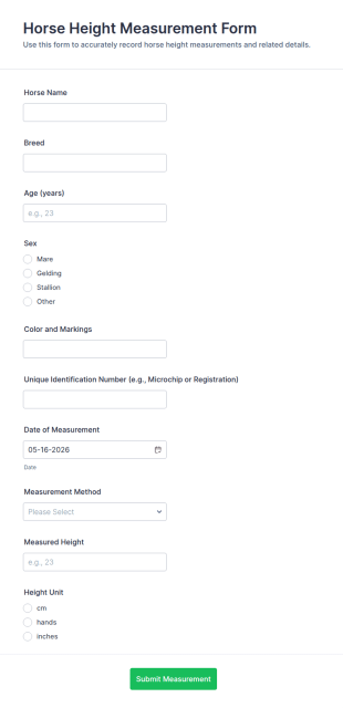 Horse Height Measurement Form Template