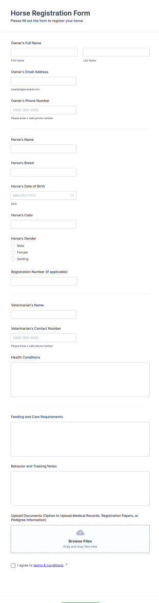 Horse Registration Form Template