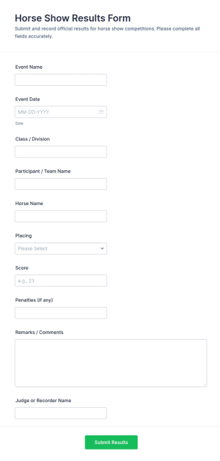 Horse Show Results Form Template