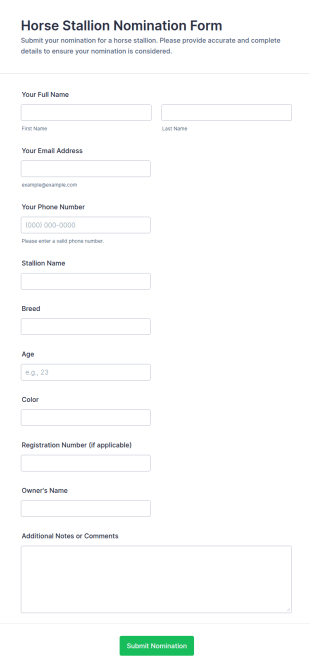 Horse Stallion Nomination Form Template