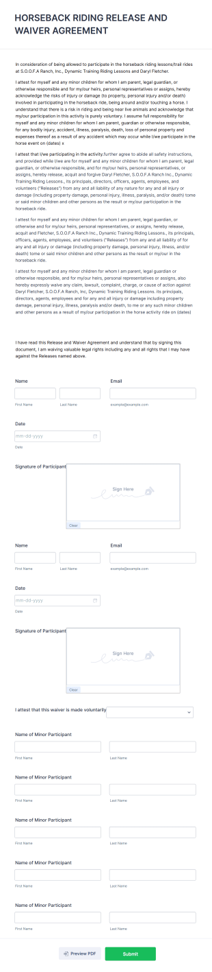 Horseback Riding Waiver Form Template