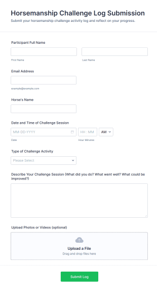 Horsemanship Challenge Log Submission Form Template