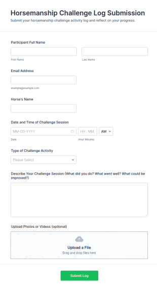 Horsemanship Challenge Log Submission Form Template