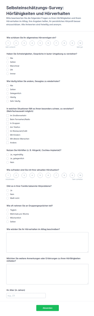 Hörverständnis Bewertungsbogen