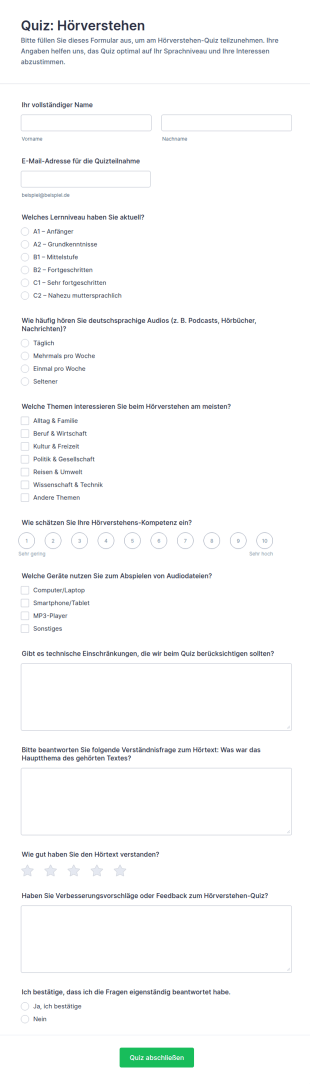 Hörverständnis Quiz