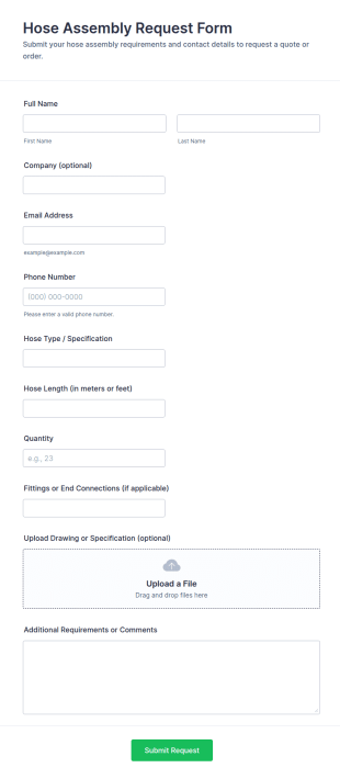 Hose Assembly Request Form Template