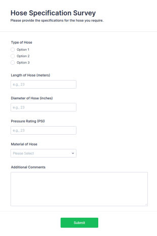 Hose Specification Survey Form Template