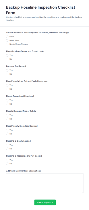 Hoseline Inspection Checklist Form Template
