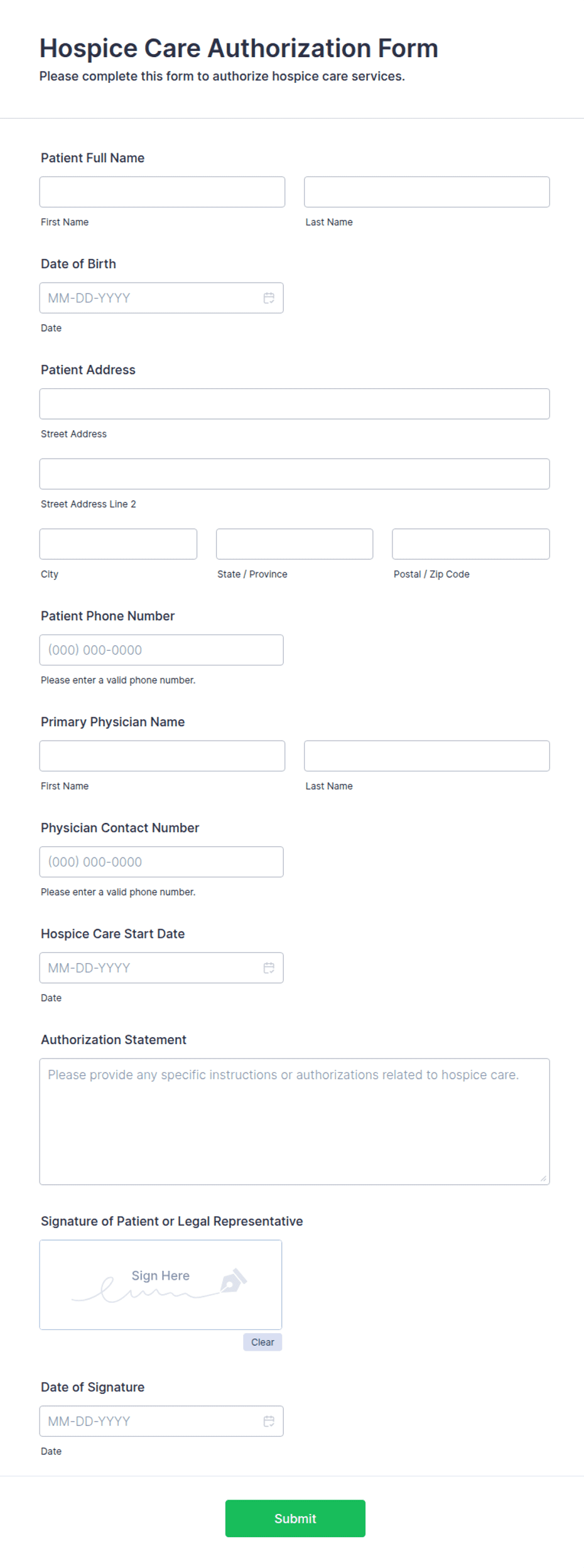 Hospice Revocation Form.pdf Hospice Care Authorization Form Template | Jotform
