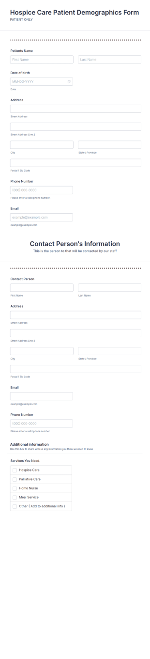 Hospice Care Patient Demographics Form Template