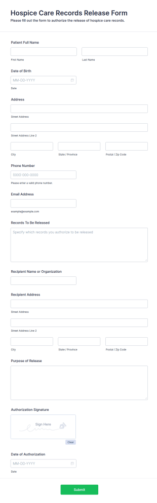 Hospice Care Records Release Form Template