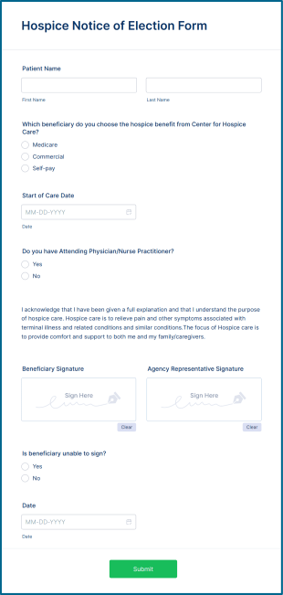 Hospice Notice Of Election Form Template