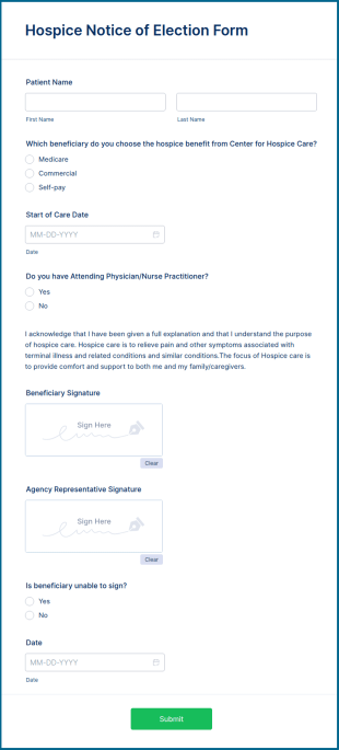 Hospice Notice Of Election Form Template
