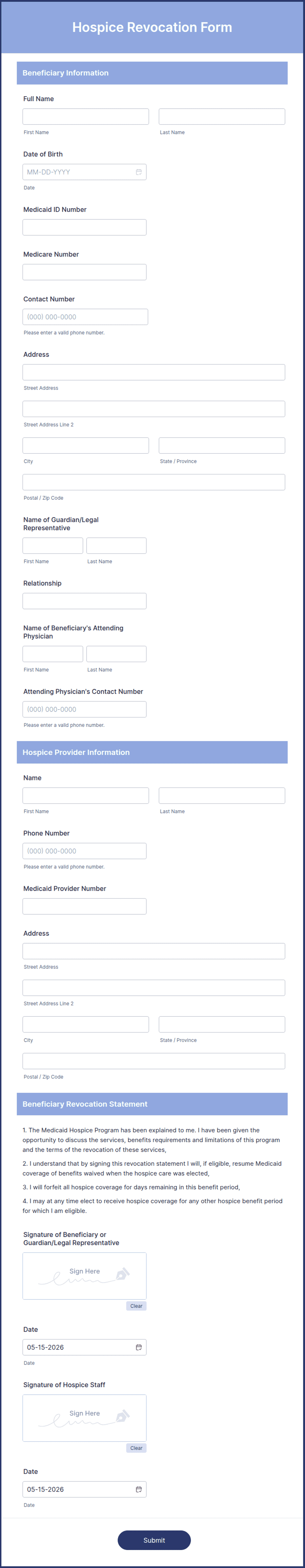 Hospice Revocation Form.pdf Hospice Revocation Form Template | Jotform