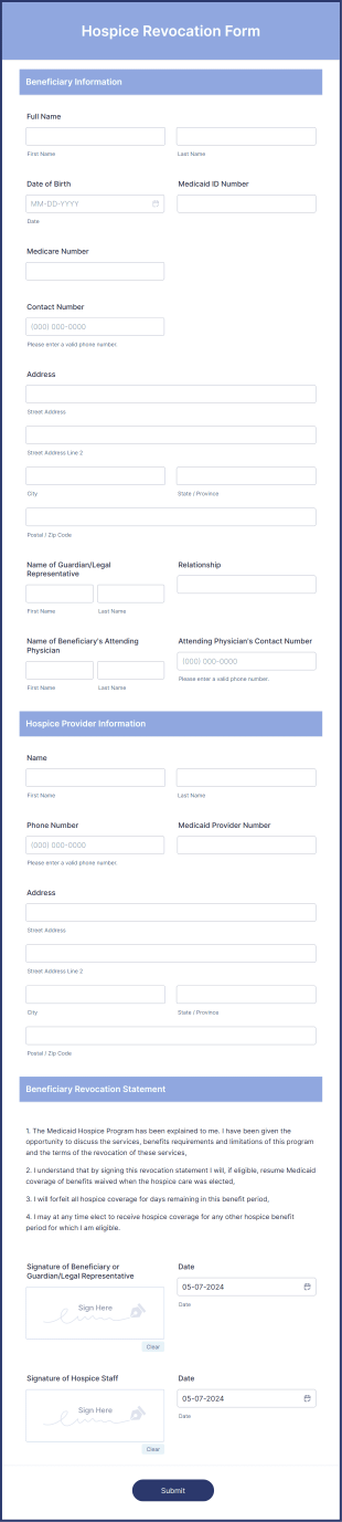 Hospice Revocation Form Template
