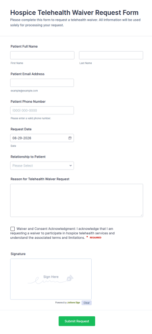 Hospice Telehealth Waiver Request Form Template