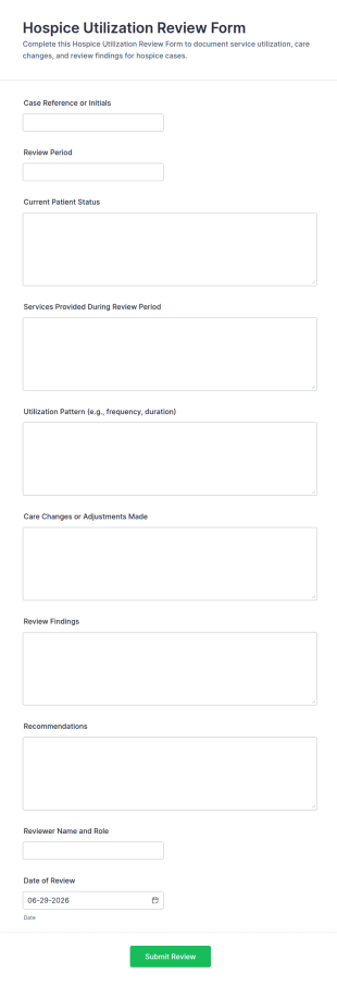 Hospice Utilization Review Form Template