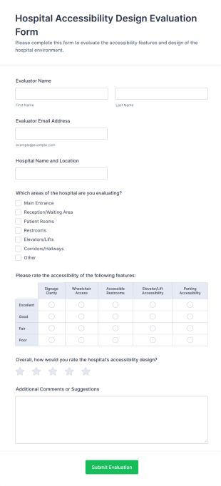 Hospital Accessibility Design Evaluation Form Template