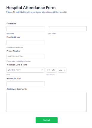Hospital Attendance Form Template