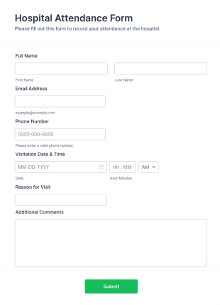 Hospital Attendance Form Template