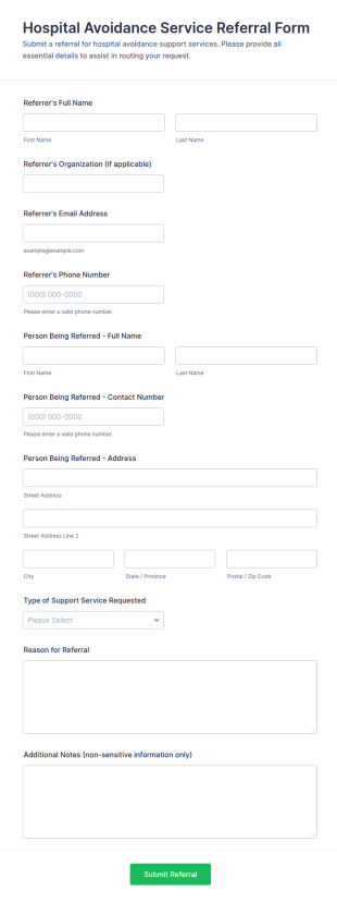 Hospital Avoidance Service Referral Form Template