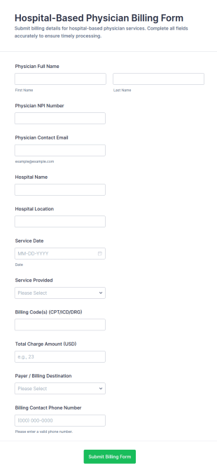 Hospital Based Physician Billing Form Template