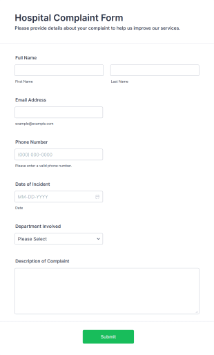 Hospital Complaint Form Template
