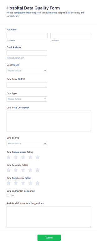 Hospital Data Quality Form Template