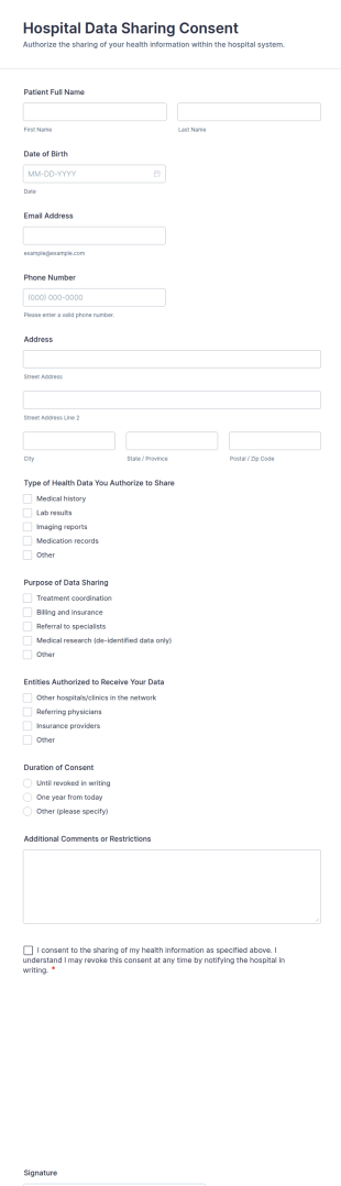 Hospital Data Sharing Consent Form Template