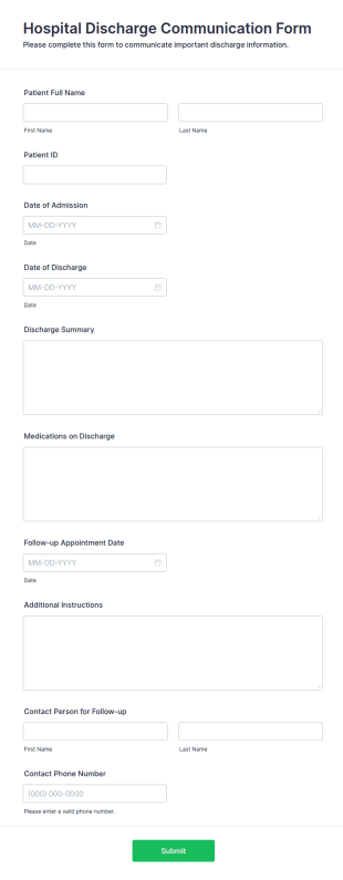 Hospital Discharge Communication Form Template
