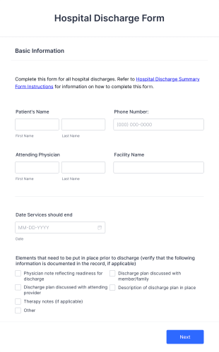 Hospital Discharge Form Template