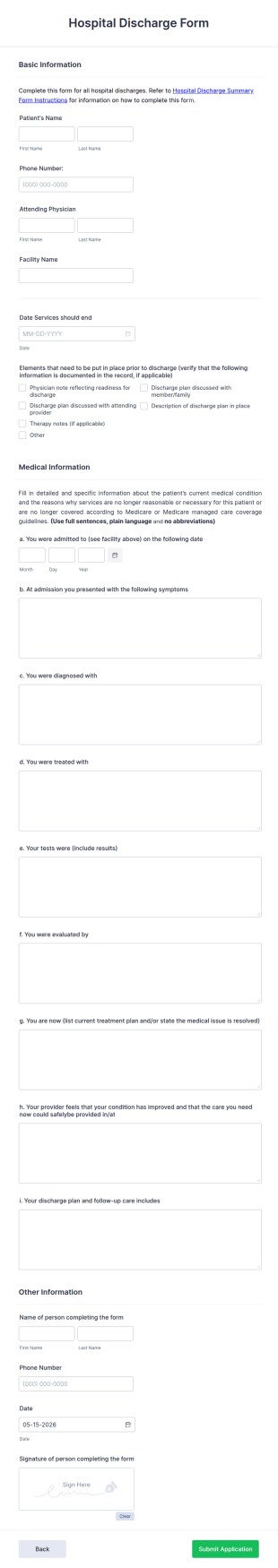 Hospital Discharge Form Template