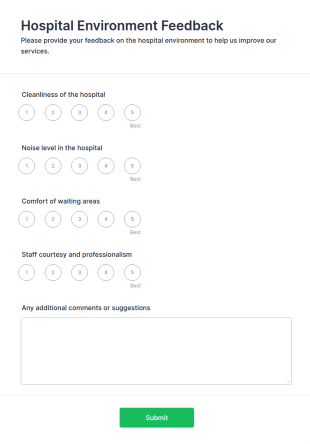 Hospital Environment Feedback Form Template