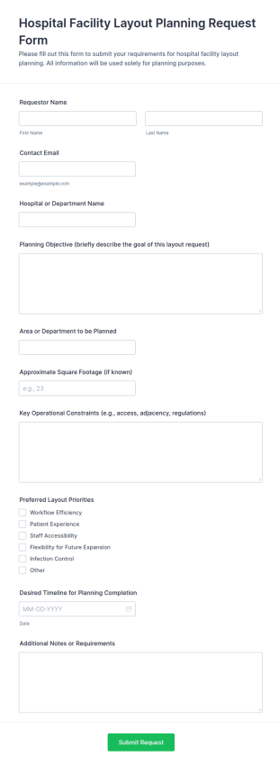 Hospital Facility Layout Planning Request Form Template
